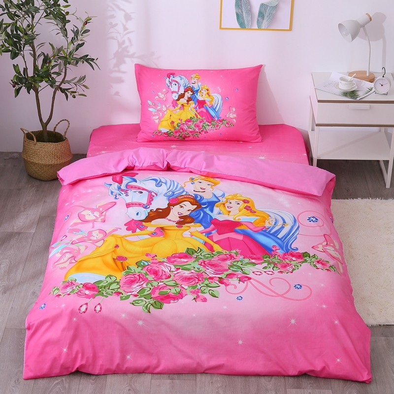 Disney Romantic Bella Princess Bedding Set 100% Cotton Duvet Cover for Baby Girls Kids Adult Birthday Gift Bedclothes