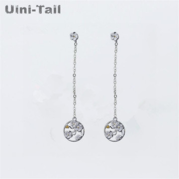 Uini-Tail hot 925 sterling silver Korean cherry long ear wire literary temperament ring plum earrings small fresh flower earring