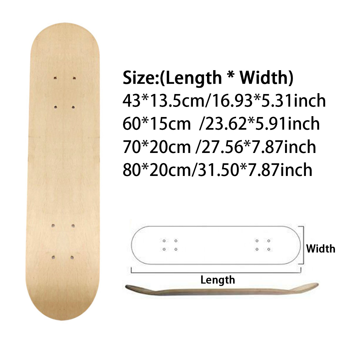 7 Layers Maple Blank Skateboard Double Concave Skateboards Natural Skate Deck Board Skateboard 31inch Maple Longboard DIY Part