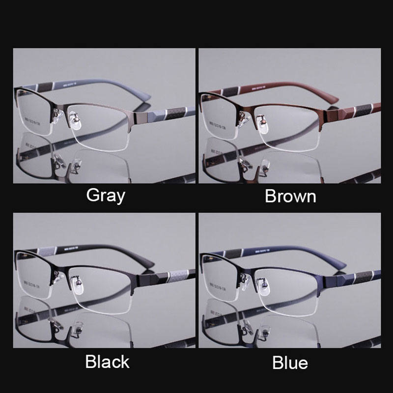 Reven Jate 8850 Half Rim Alloy Front Flexible Plastic TR-90 Temple Legs Optical Eyeglasses Frame for Men and Women Eyewear