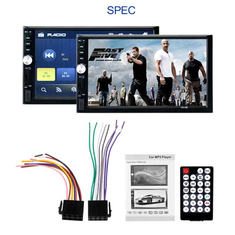 7" 1080PHD Digital Screen 7012B multi-language USB/TFT/FM Car Radio MP5 Video Player Bluetooth Handsfree