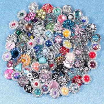 Wholesale 50pcs/lot Mixed metal 18mm snap button jewelry DIY Metal Rhinestone button snaps fit snap button bracelet Jewelry