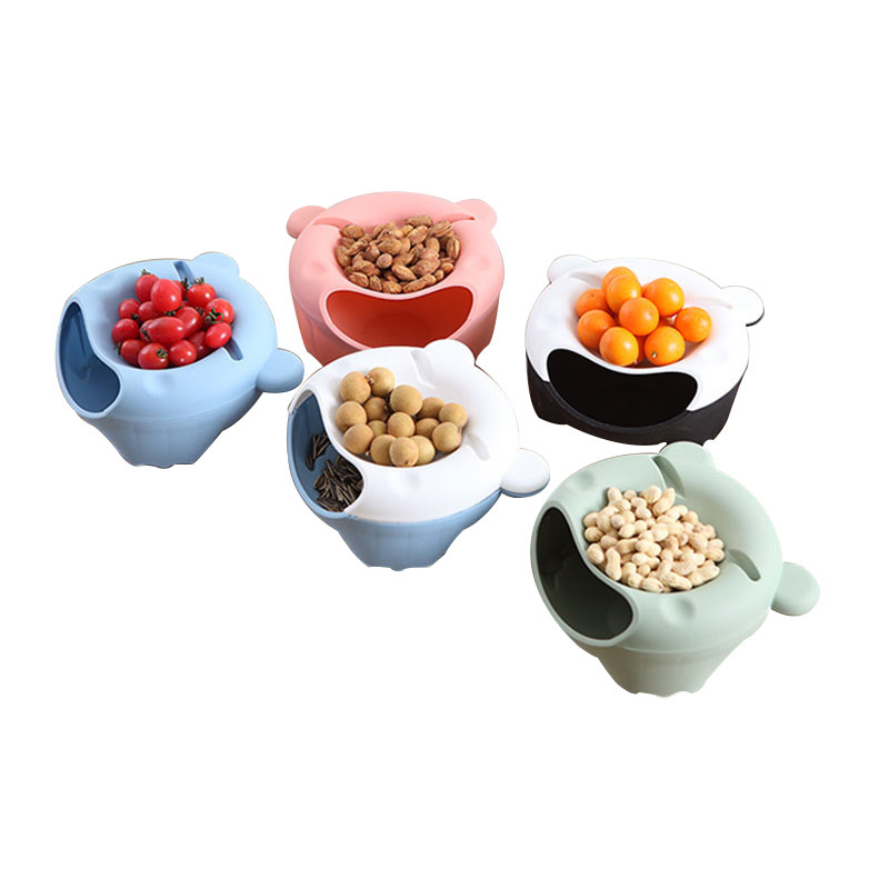Fruit Bowl Lemorange Plastic Double Layered Dry Fruit Candy Snack Storage Box Plate Dish Tray With Mobile Phone Stents