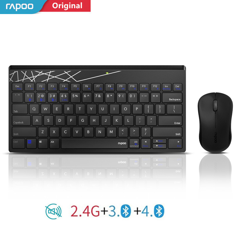 Rapoo Multi-mode Silent Wireless Keyboard Mouse Combo Switch Between Bluetooth & 2.4G Connect 3 Devices For Computer/Phone/Mac