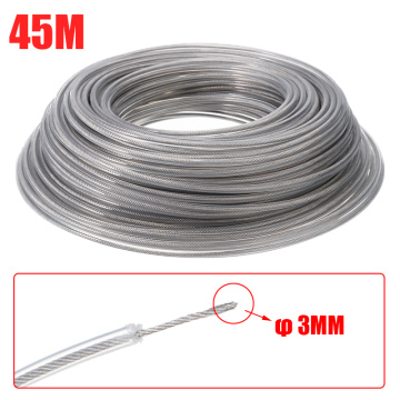 3mm Steel Wire Grass Trimmer line Rope Strimmer Brushcutter Trimmer Cord Line Roll 45m Length For Garden Tool Parts