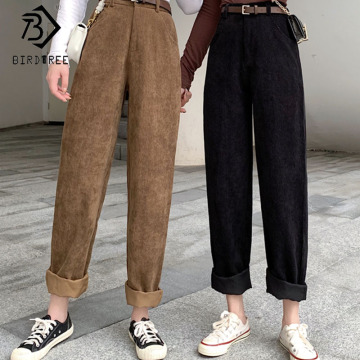 2020 Spring New Women's Casual Loose Corduroy Wide Leg Pants Fashion Full Length Trousers With Sashes Female Bottoms B01308O