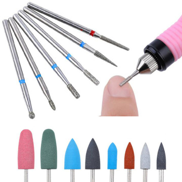 6pcs Ball Nail Drills Bits Stone Ceramic Milling Corundum Cutters Polishing Brush Electric Machine Rotary Burr Manicure Tools Se