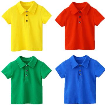 6 Color Children Kids Polo Shirts Short Sleeve Summer School Big Boys Girls Cotton Lapel Button Tops Casual