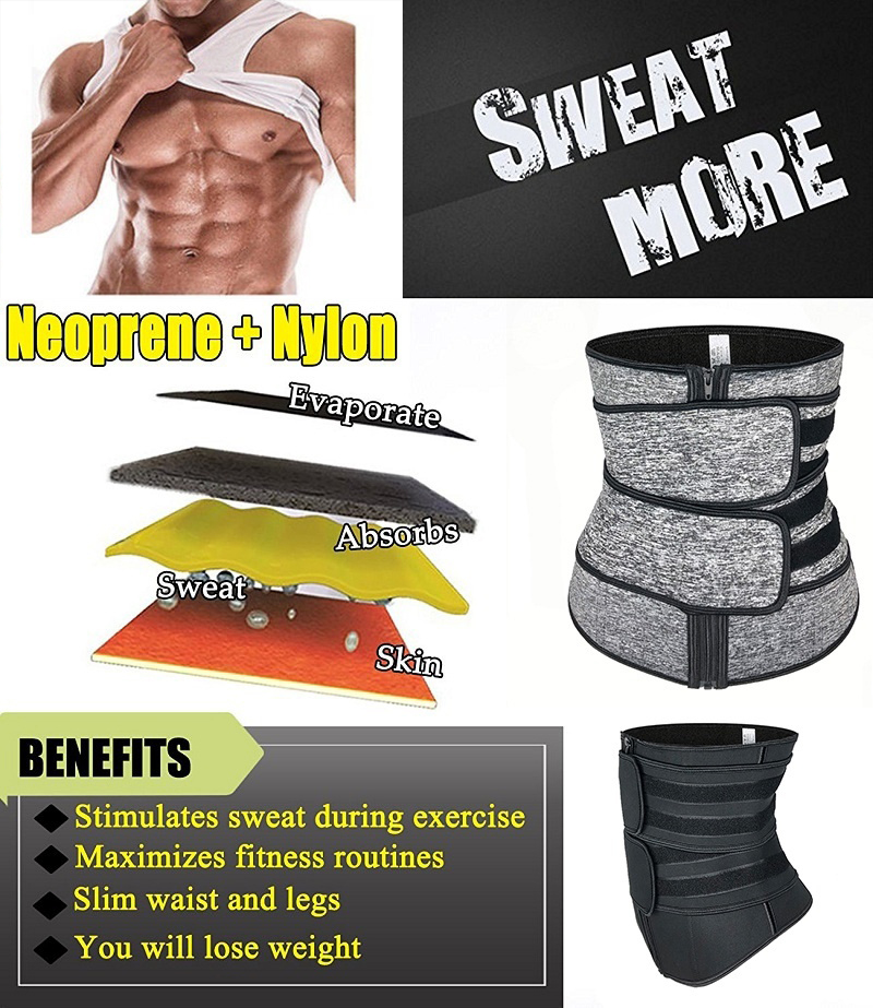 Men Waist Trainer Corsets Fitness Trimmer Belt Slimming Body Shaper for Weight Loss Sauna Sweat Girdle Workout Fat Burner Fajas