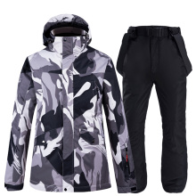 Thick Warm Black Camouflage Ski Suit Male Snow Costumes Outdoor Wear Waterproof Windproof Skiing Snowboarding Jacket Pants Set