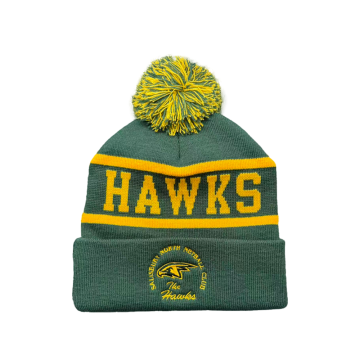 Green Gold Hawks Pom Pom Winter Knit Hat