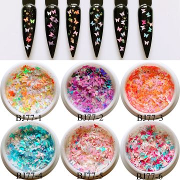 1Jar Cute Mix Color Buttefly Glitter Nail Art Decoration Nail Art Glitter BJ77