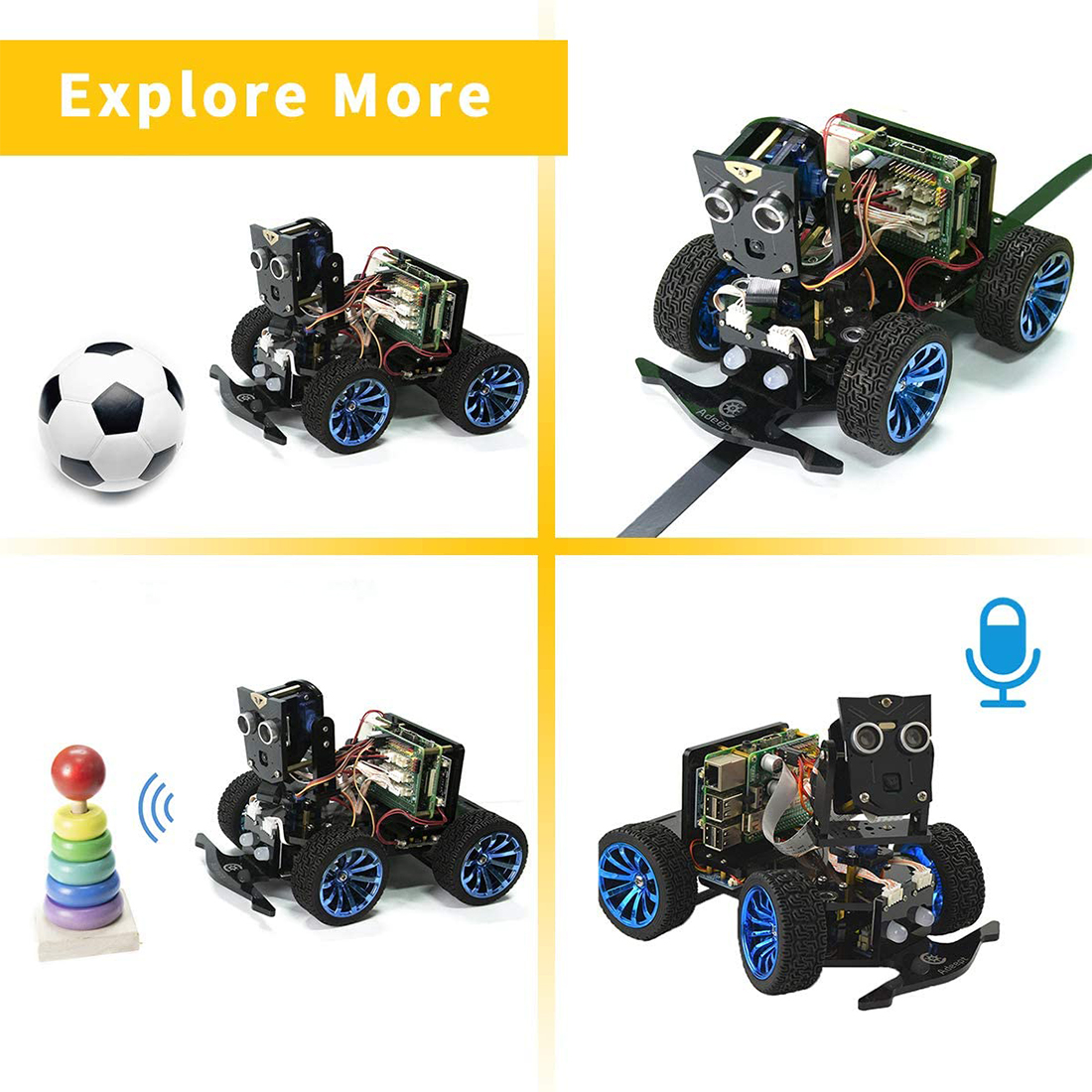 Adeept Mars Rover PiCar-B WiFi Smart Robot Car Kit with Speech Recognition OpenCV Real-time Video Transmission Function Robot