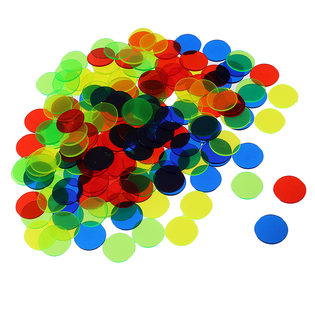 200 Pieces Translucent Bingo Chip 3/4 Inch for Bingo Game Cards Mixed Color Board Game Camping Hiking Outddoor Game Supplies