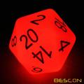 Bescon Jumbo Glowing D20 38MM, Big Size 20 Sides Dice Red Glow In Dark, Big 20 Faces Cube 1.5 inch