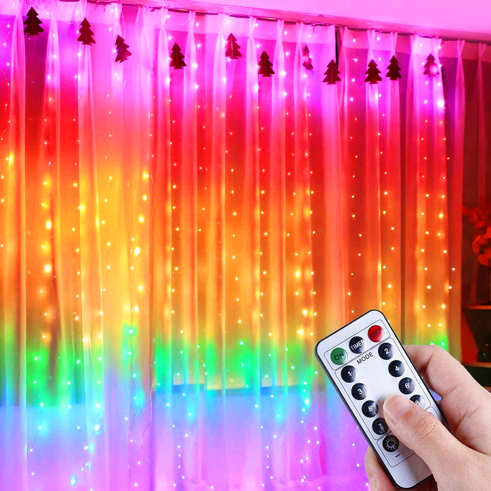 3X2.8M LED Christmas Garland Fairy Lights String Lights for Curtains/Home/Bedroom Decoration Outdoor Light Holiday Lights