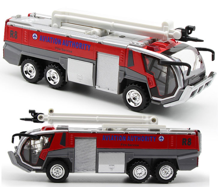 1:32 Airport Crash Fire Truck Fire Engine Electric Die-Cast Engineering Vehicles Car Model Toy With Sound Light Pull Back Gifts