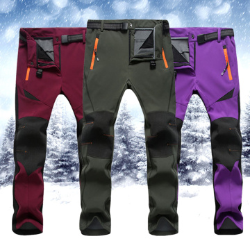 Man Women Winter Fishing Waterproof Camping Trekking Fleece Outdoor Hiking Pants Climbing skiing Softshell Trouser Travel