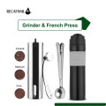 French Press Maker Portable for Coffee & Tea 350Ml Stainless Steel manual Grinder Spoon Clip for Coffee Bean Bag Coffee Bottle