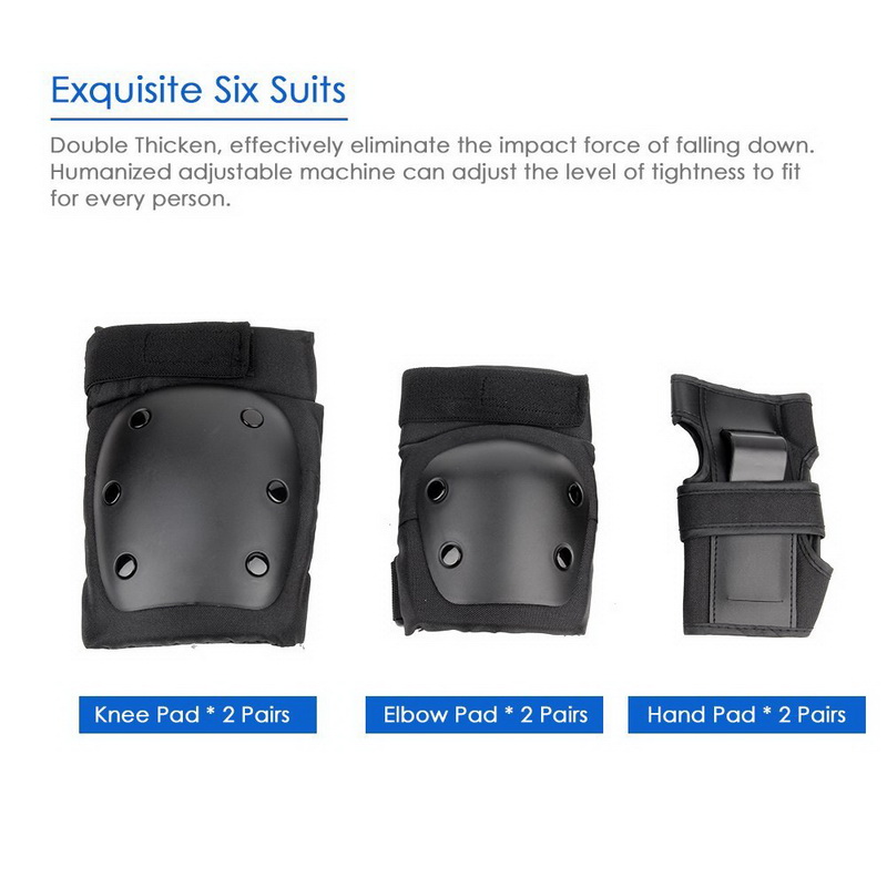6 pieces Pads Elbow Wrist Knee Pad for Outdoor Sports Protective Kit Inline Speed Skating Racing Cycling Skateboarding
