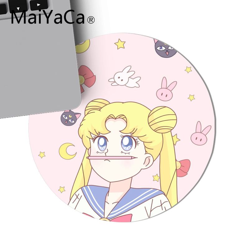 MaiYaCa Sailor Moon cat Durable Rubber Mouse Mat Pad Game Carpet Mouse Pad round mouse Mat Anti Slip gaming Mousepad 22x22cm