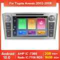 Android 10.0 Car Auto Radio GPS RDS Bluetooth DVD For Toyota Avensis/T25 2003-2007 2008 Stereo Multimedia Navigation Video SWC