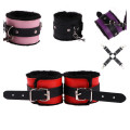 New Adjustable Leather Bondage Handcuffs Ankle Cuffs Rope Toys With Cross Bandage Buckle For Fetish Bdsm Slave Exotic Accessory