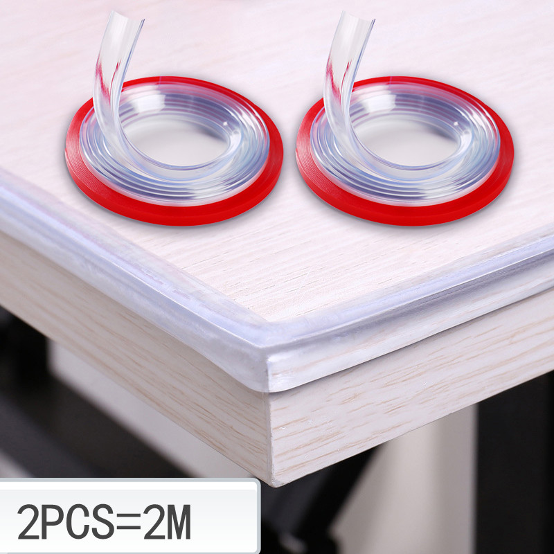 2M Transparent Table Edge Furniture Guard Corner Protectors Bumper Strip with Double-Sided Tape for Cabinets, Tables, Drawers