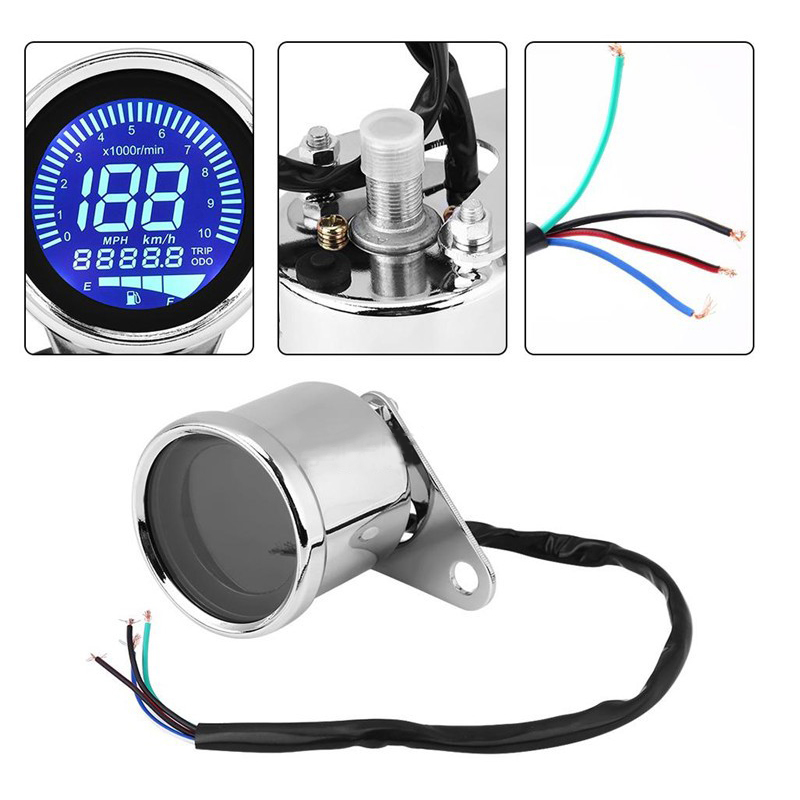 Universal Motorcycle Digital Motorcycle Speedometer Retro LCD Odometer Cafe Racer Tachometer indicator Scooter ATV Meter