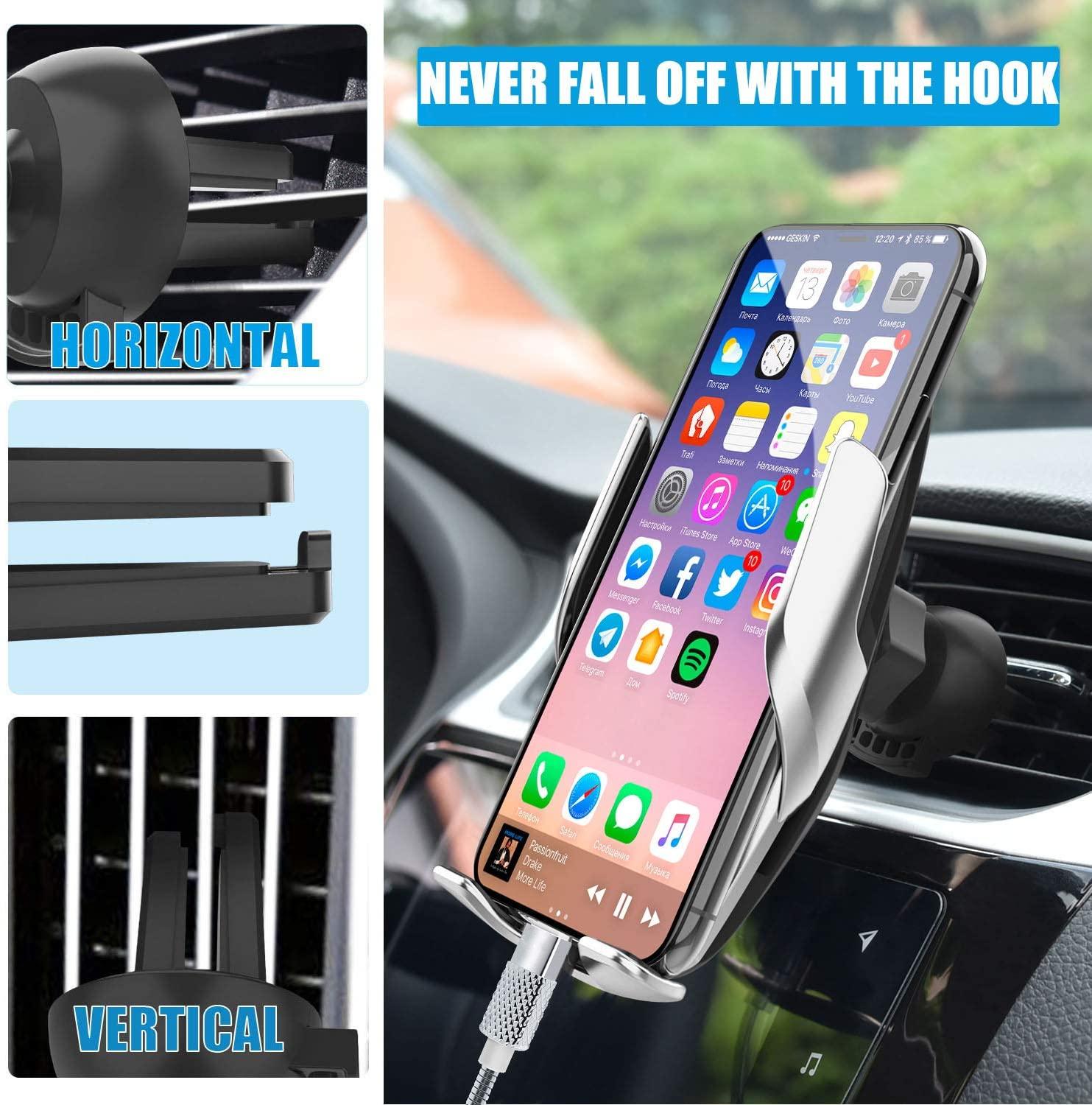 Qi Wireless Charger 15W Qi Car Mount Infrared Induction Automatic Clamping Air Vent for iPhone 12 11 XS XR X 8 Samsung S20 S10