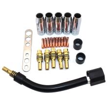 24Pcs/Set Brass Red Copper MB-15AK MIG Welder Torch Nozzle Conductive Tips Goose Neck Bend Tube Connecting Rod Wrench for Binzel