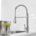 Kitchen Faucets Brushed Nickel Faucets for Kitchen Sink Hot and Cold Water Crane Single Pull Out Spring Spout Mixers Tap XT-202