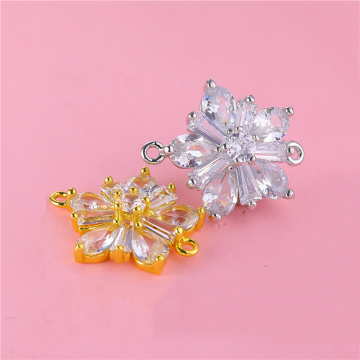 Juya DIY Bracelet Earring Making Components Handmade Cubic Zirconia Flower Star Charms Connector Accessories Supplies