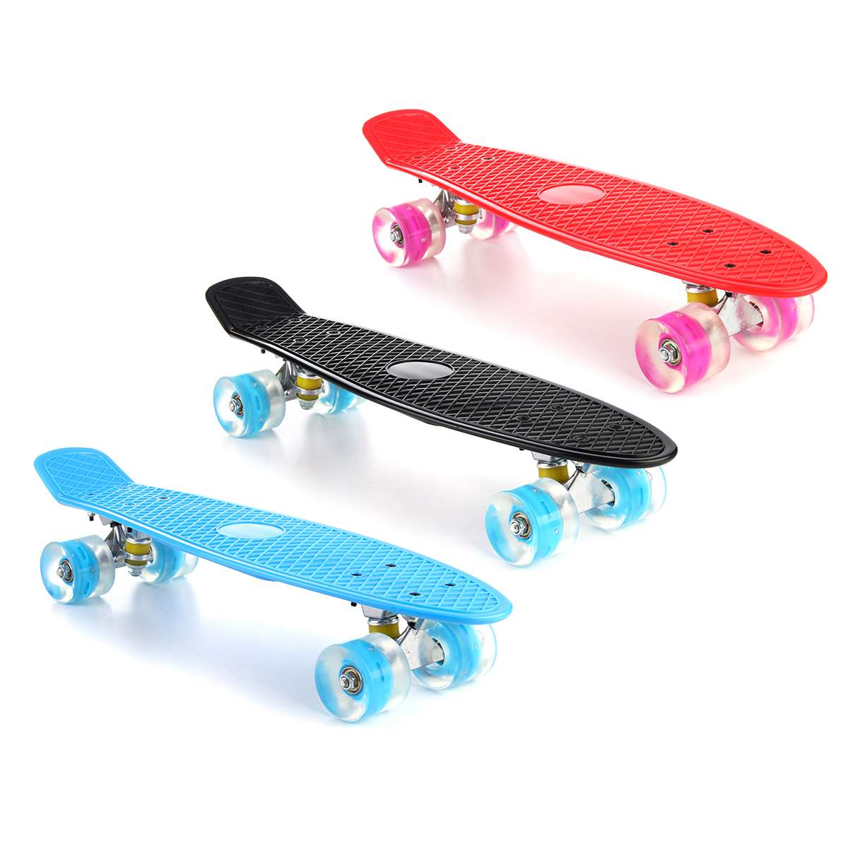 22 Inches Four-wheel Mini Longboard Pastel Color Skate Board skateboard with LED Flashing Wheels Retro Skateboard