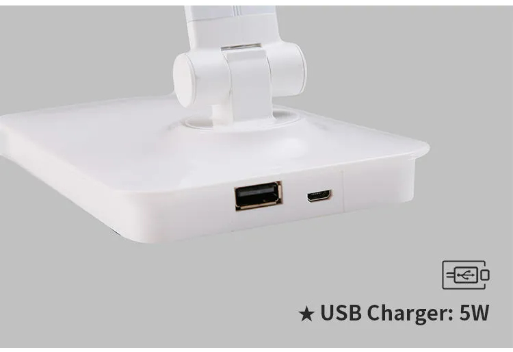 Foldable USB Charging, Desk Lamp with Dimmer Switch