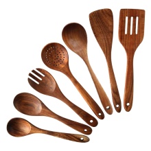 7 PCS Teak Wooden Kitchen Cooking Utensils Non-Stick Spoons and Spatula Cookware for Home and Kitchen