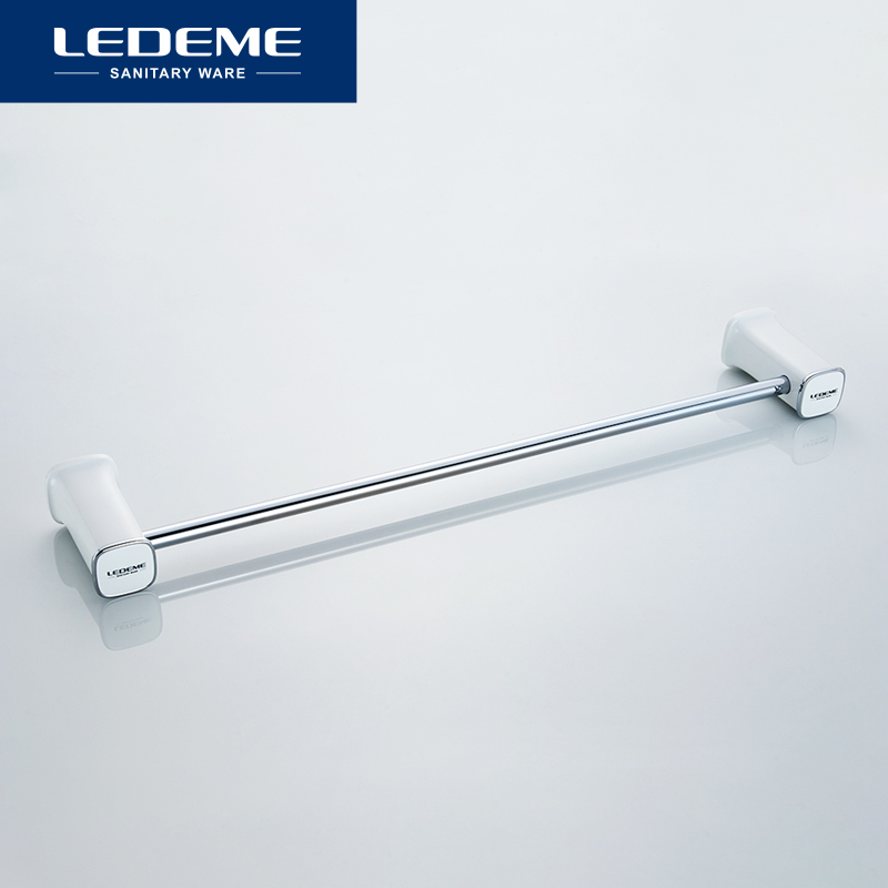 LEDEME Bathroom Towel Rack Towel Holder Hanger White Simplicity Towel Ring Rack Toilet Single Bar for Home Hotel L30201W