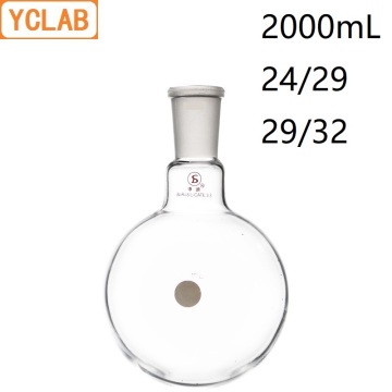 YCLAB 2000mL 24/29 & 29/32 Boiling Flask 2L Round Bottom Borosilicate 3.3 Glass Standard Ground Mouth Distilling Distillation