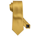 Gold Solid Tie Set Silk Tie For Men Business Gift Party Necktie Handkerchief Cravat Barry.Wang Fashion Designer Tie Set LS-5244