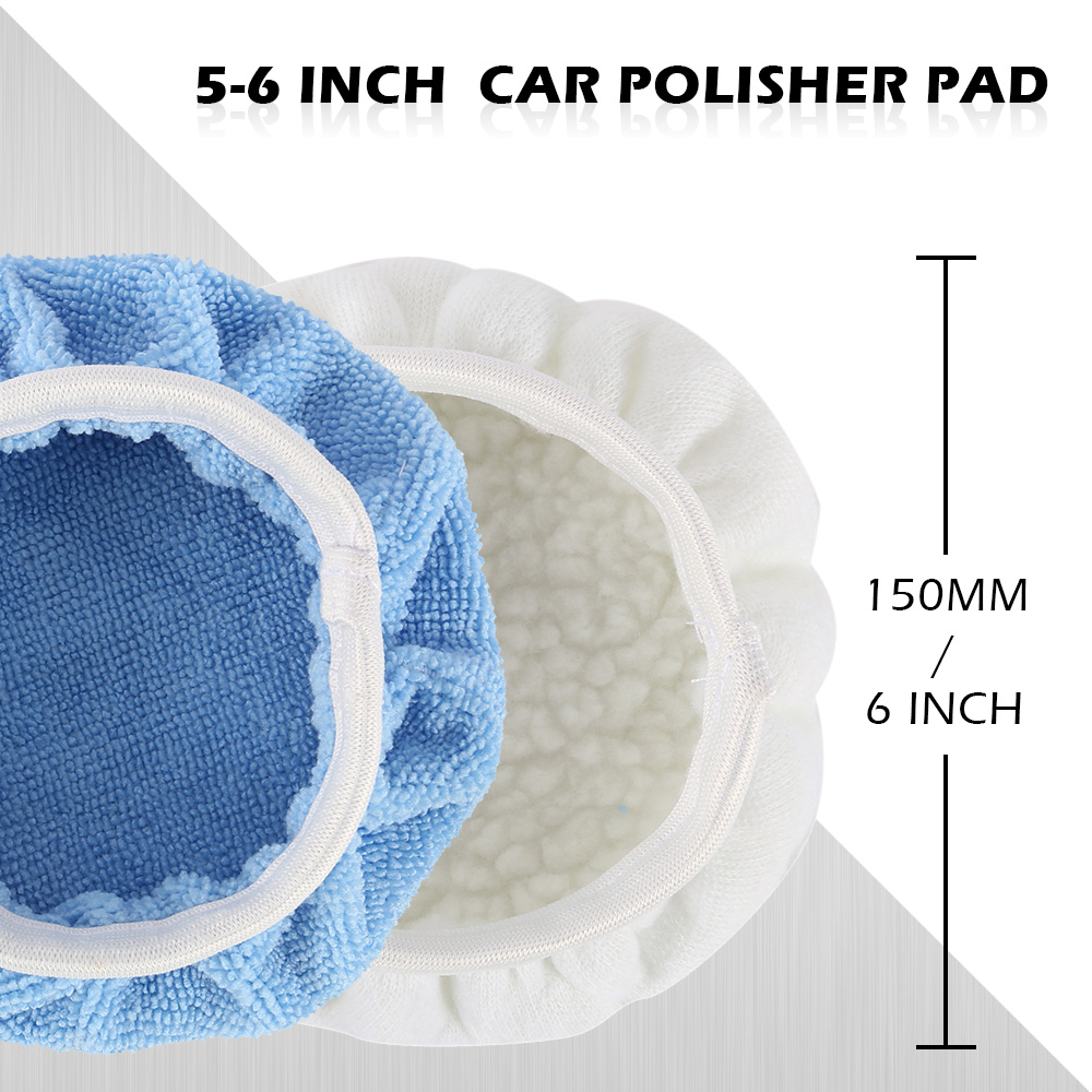 8 Pcs Set 5 Inch & 6 Inch Car Polisher Bonnet, Waxers Bonnet Set for Most Car Polishers For Car Polisher (Woollen+Microfiber)