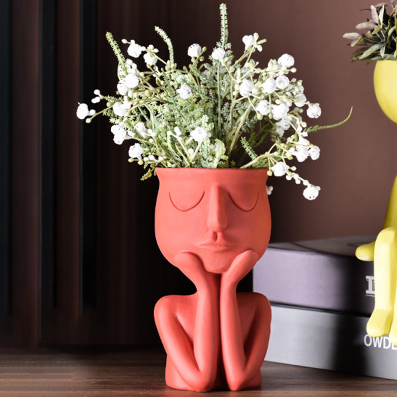 Human Think Face Ceramic Home Plants Flower Pot Vase Planter Tabletop Decoration Sculpture TableDecoration Flower Vases Portrait