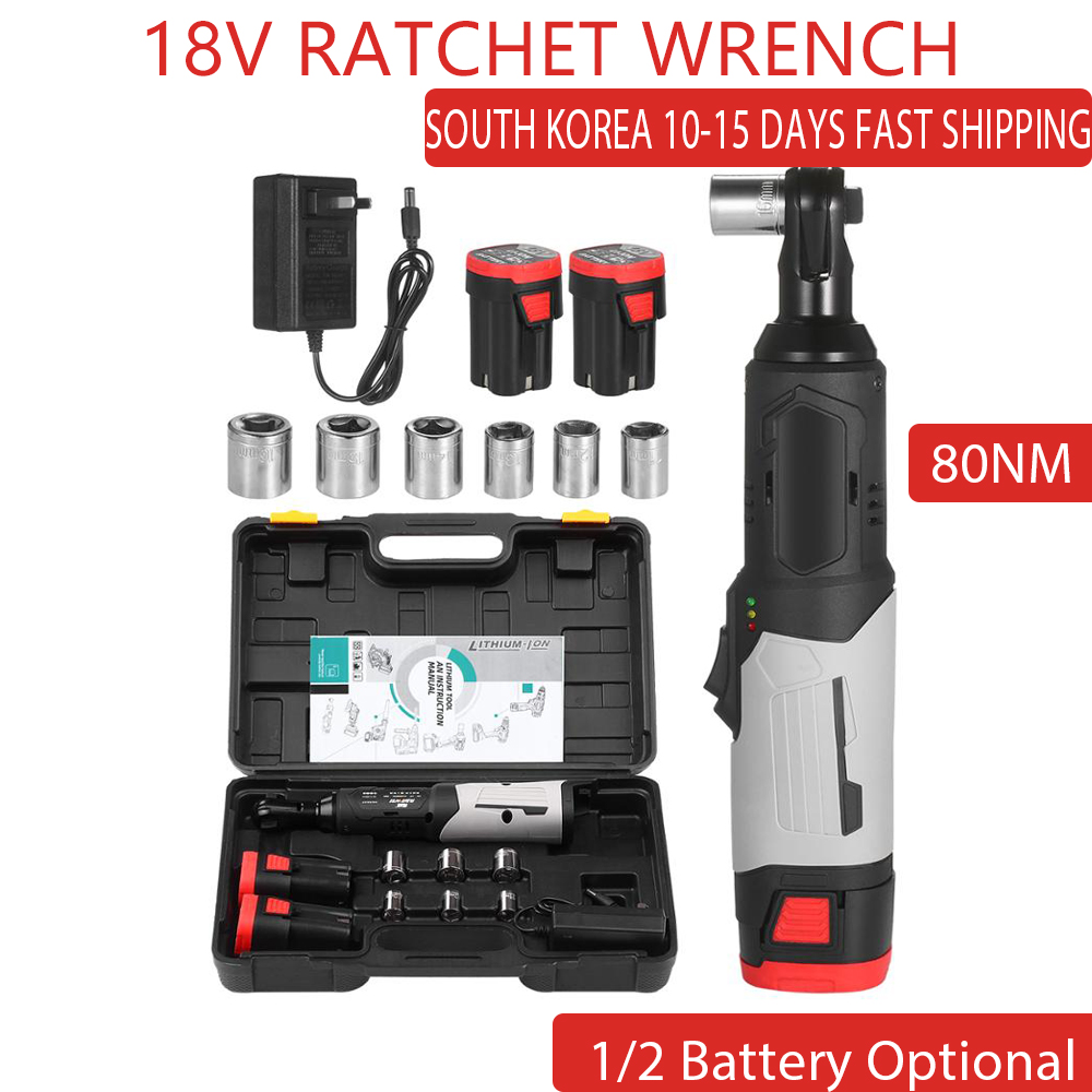 Cordless Electric Ratchet Wrench 3/8 18V Ratchet Wrench Set Screwdriver Removal Screw Nut Car Repair Power Tool with 1/2 Battery