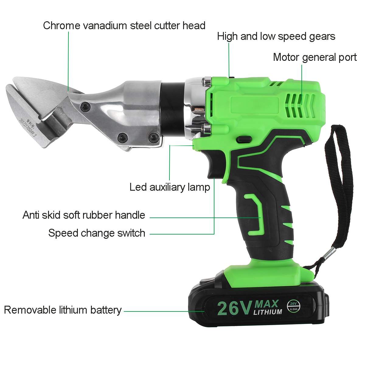 26V 990W Electric Cutting Tool Portable Cordless Rechargeable Electric Scissor Metal Sheet Shear Cutter Scissors Power Tool