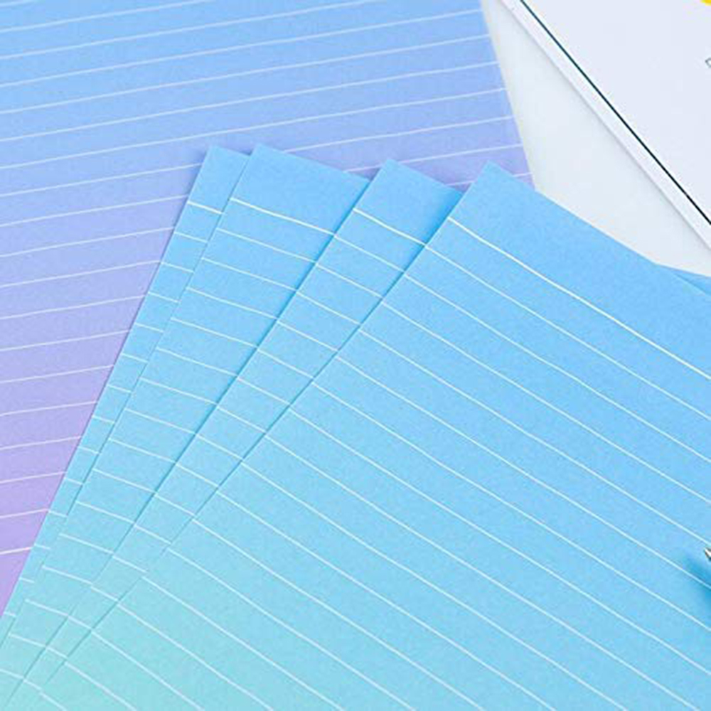 Creative Graduated Color Letter 4 PCS Writing Lined Paper and 2 PCS Envelopes Stationary Set For Kids Boys Girls Office School