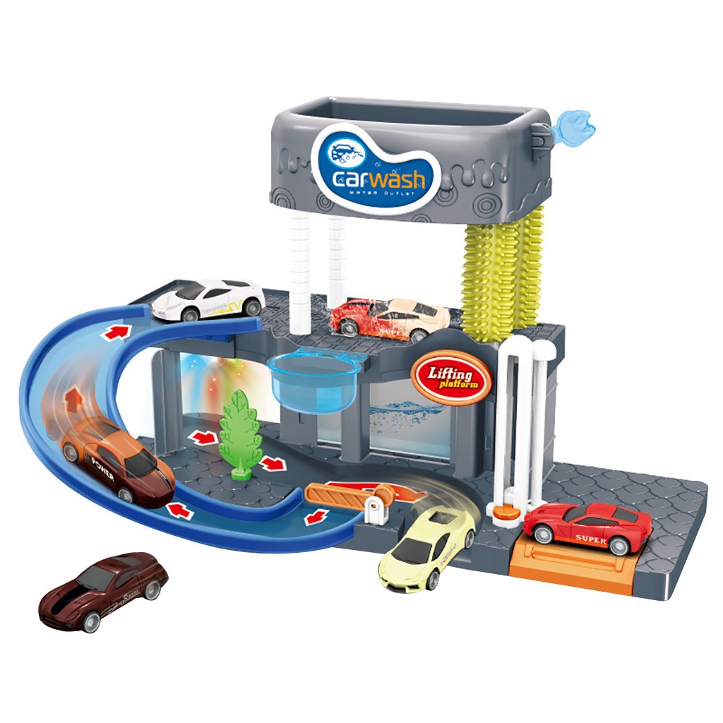 Children's Sound And Light Simulation Car Wash Parent-child Interactive Color Track Model Parking Lot Electric Toys#G4