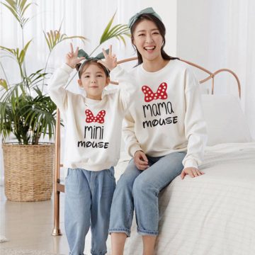 Cartoon Sweatshirts Mother Daughter Mommy and Me Clothes Autumn Family Matching Outfits Look Mom Baby Kid Boys Girls Woman Tops