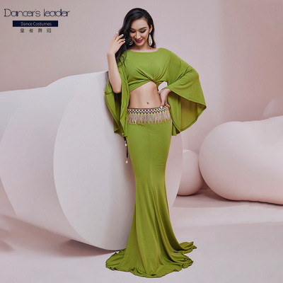 2020 winter new belly dance practice clothes loose jacket fishtail long skirt female adult elegant performance costume