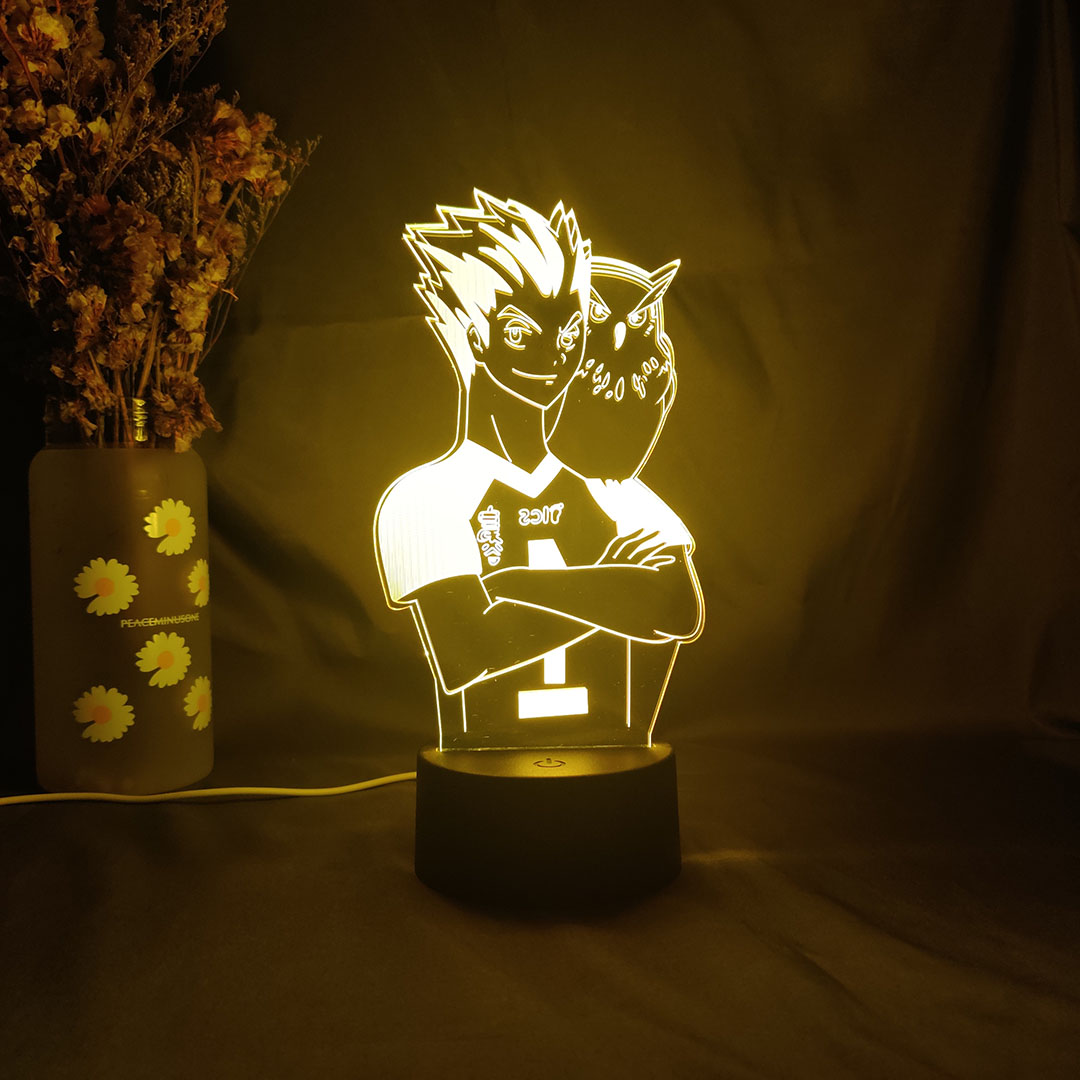 Figure Kotaru Bokuto from Anime Haikyuu MSBY Upward Lighting 3D Illusion Night Lamp Otaku Gift LED Sensor Lights Home Decoration