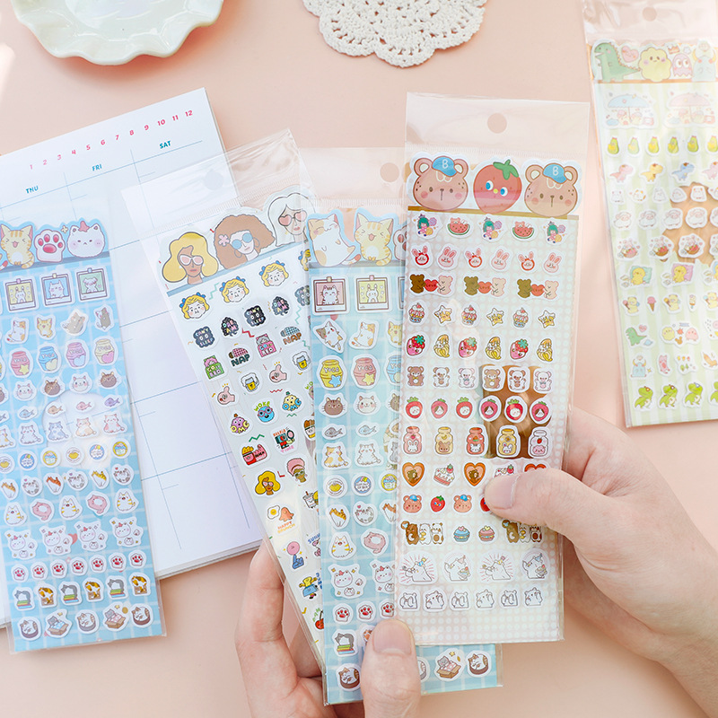 4 sheets/lot Cute Little Mini Cartoon Animals PVC Stickers Scrapbooking Diy Diary Stationery Stickers