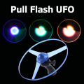 Early Learning Educational Machine Toy Plastic Pull Line Fly Disc LED Flashing Light Flying Saucer Disc Children Toy